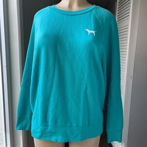 PINK Victoria's Secret Teal Sweatshirt with White Logo